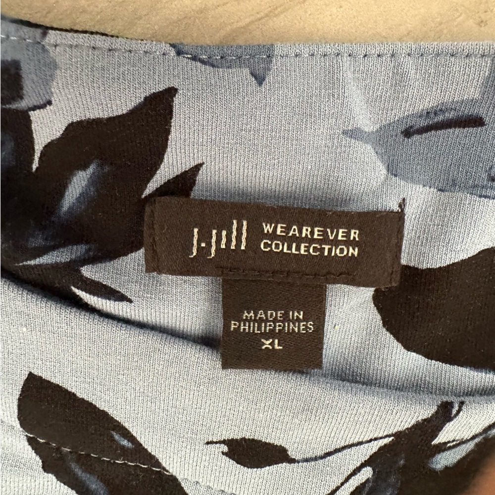 🌸 J. Jill Wearever Blue & Black Floral Dress/Tunic XL 🌸 - Picture 4 of 5